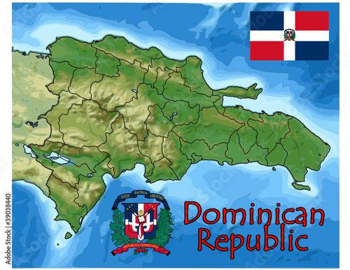 dominican republic caribbean america map flag emblem