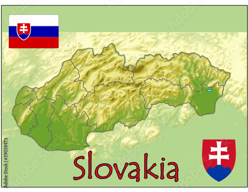 slovakia europe map flag emblem