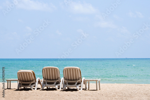 White sand beach beach chairs. © leehoung
