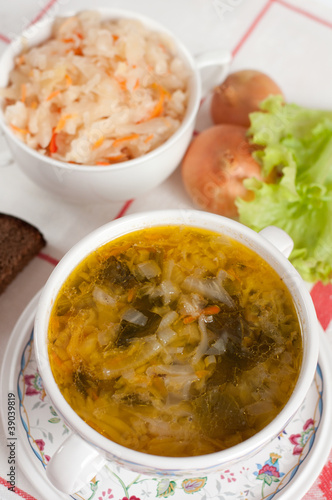 Russian national dish - Sauerkraut Soup