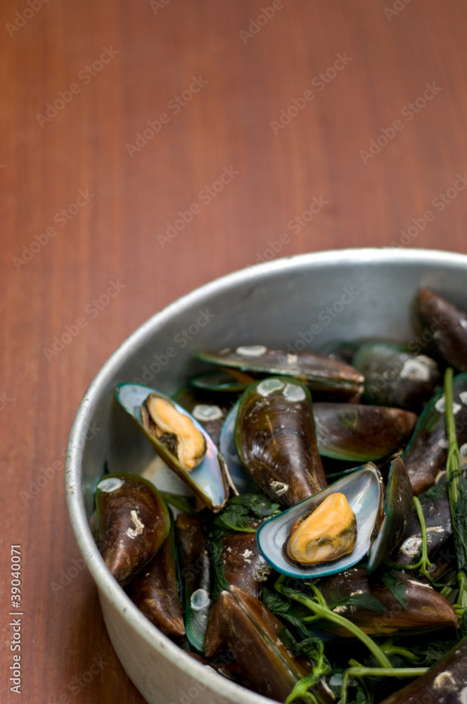Fototapeta premium Boiled Asian green mussel, Perna viridis