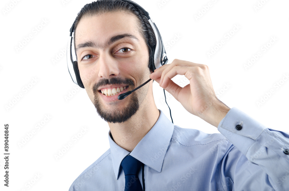 Call center operator with headset Call center operator with headset