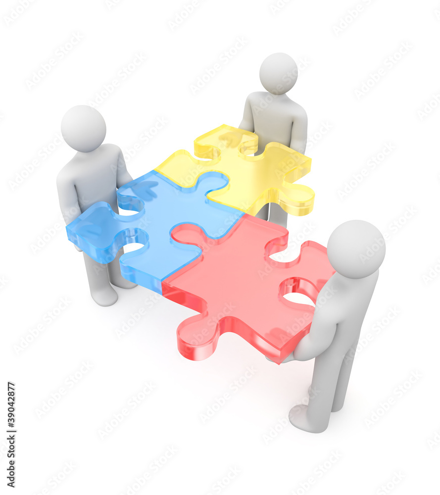 3d people with puzzle. Image contain clipping path 3d people with puzzle. Image contain clipping path