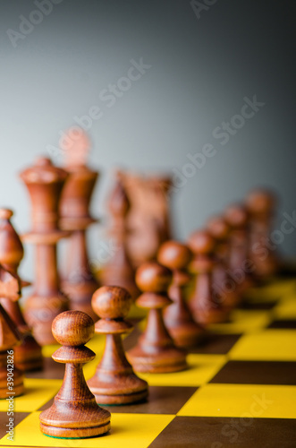 Chess concept with various pieces photo