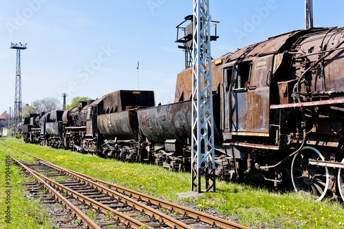 steam locomotives in railway museum, Jaworzyna Slaska, Poland