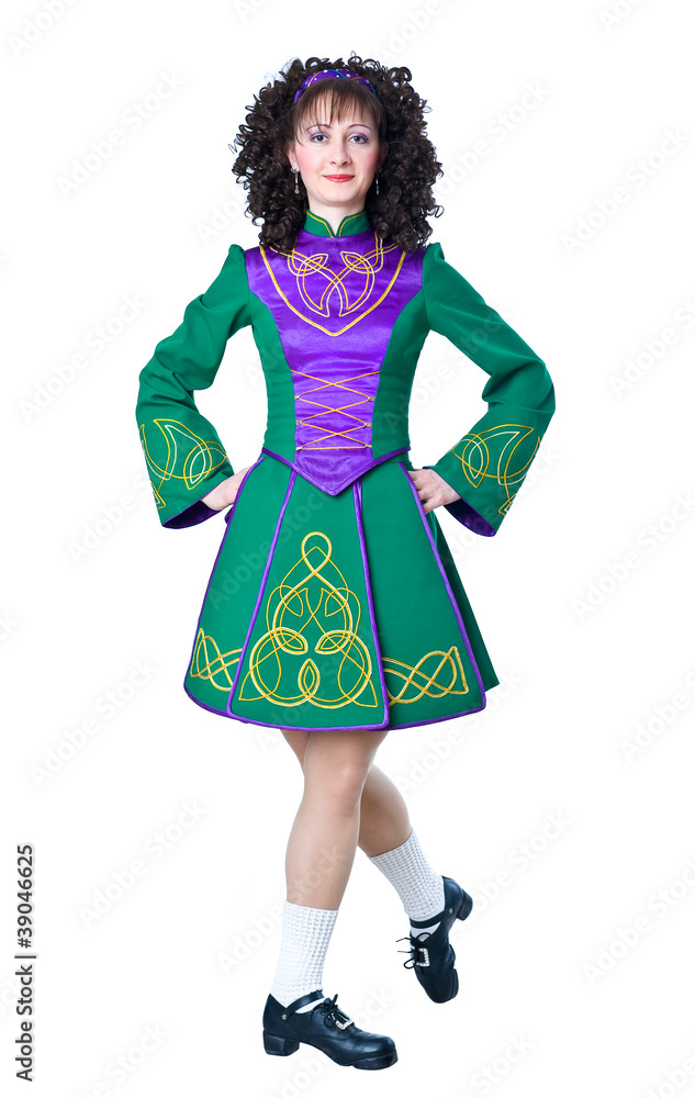 Woman irish dancer taking a step