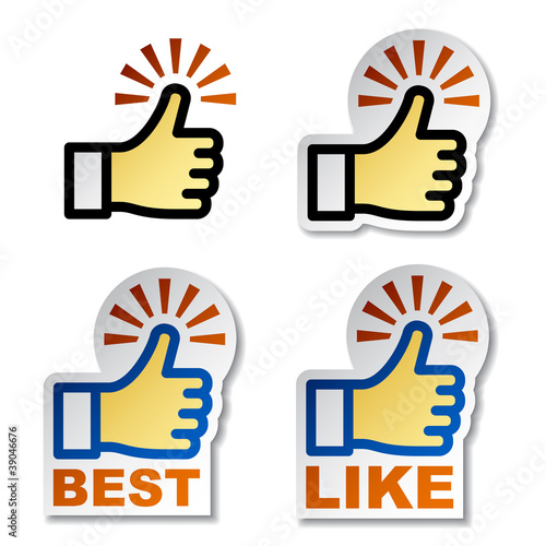 vector thumb up hand stickers