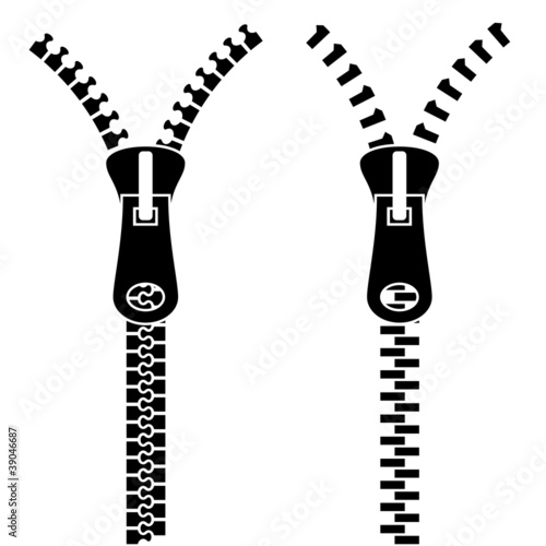vector zipper black symbols