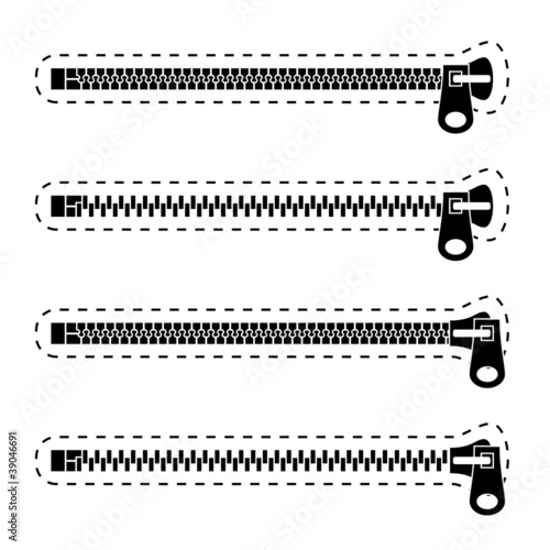 vector zipper black symbols