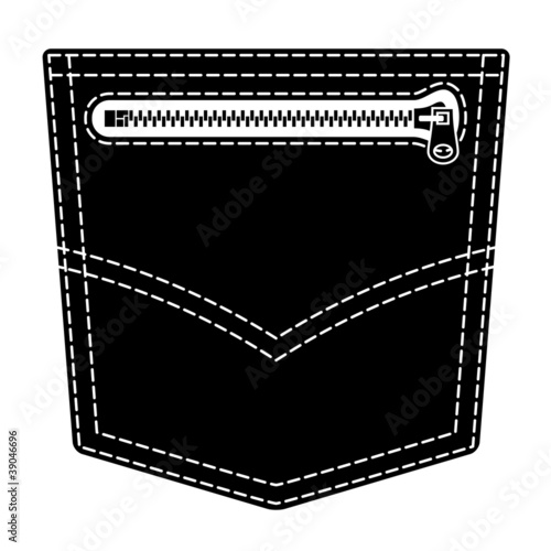 vector zipper jeans pocket black symbol