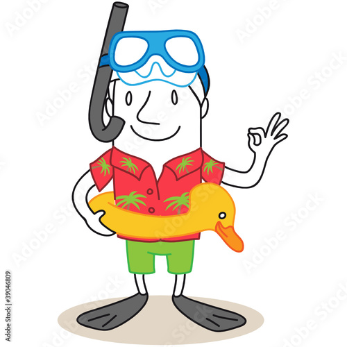 Figur, Urlauber, Schwimmausrüstung
