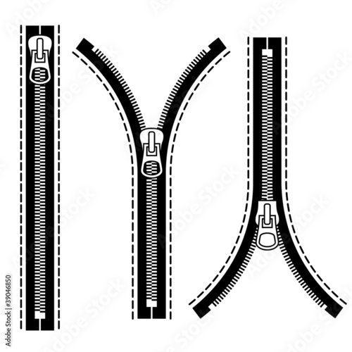 vector zipper black symbols