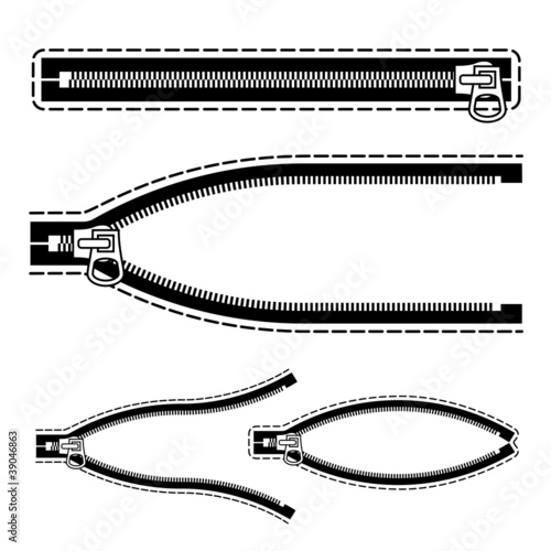 vector zipper black symbols