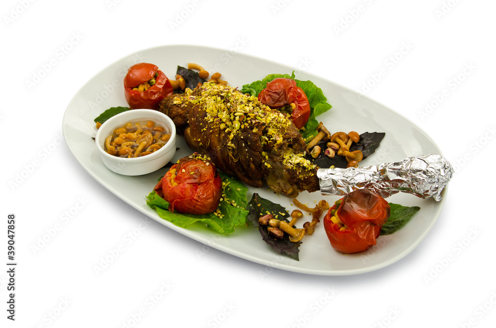 Roasted turkey served in plate Roasted turkey served in plate