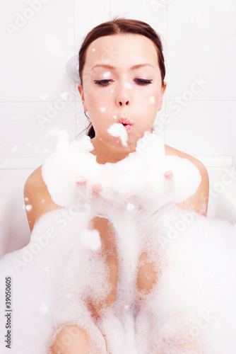 woman taking a bath