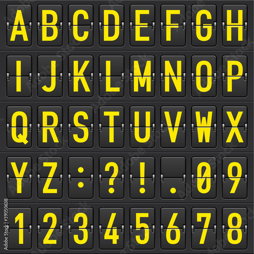 Set of letters on a mechanical timetable