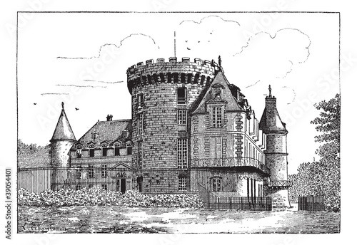Chateau of Rambouillet, vintage engraving.