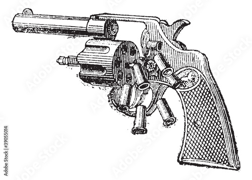 Colt Revolver, vintage engraving.
