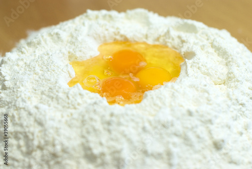 eggs in the flour