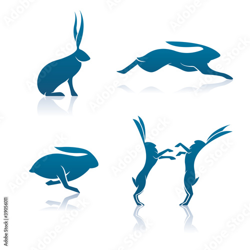 Hare Icon Cartoon Rabbit Vector Graphic Illustration Icon and Logo set
