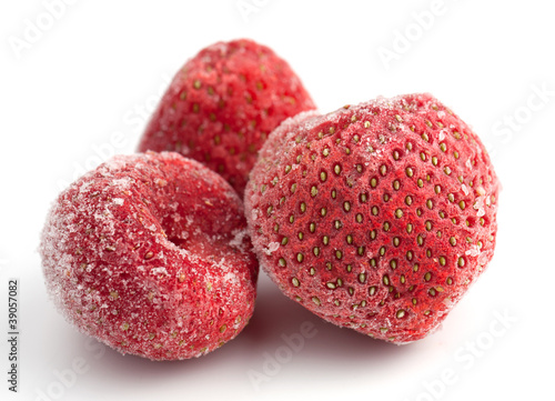 Three Frozen Strawberries