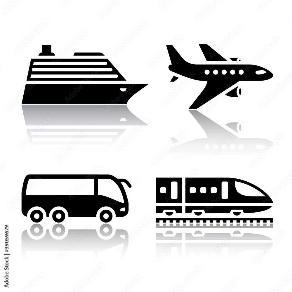 Set of transport icons - tourist transport Set of transport icons - tourist transport