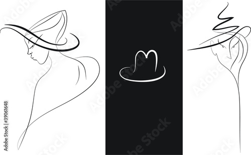 stylized black and white image of a girls in a hats