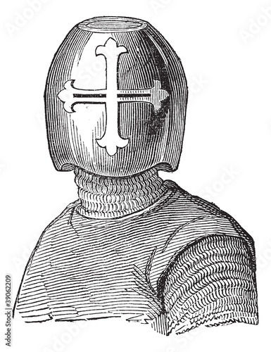 Fotografie Hughes Helmet Viscount de Chalons vintage engraving