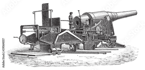 Krupp cannon (72 tonnes) vintage engraving