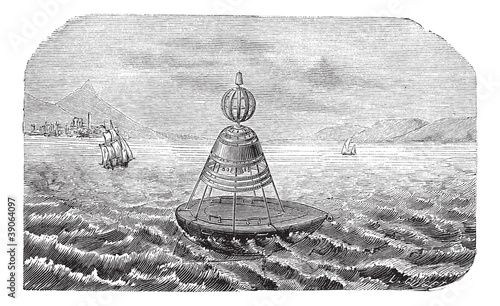 Bell Buoy vintage engraving