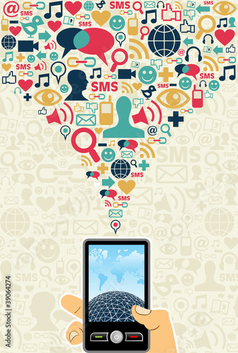 Social media cell phone concept