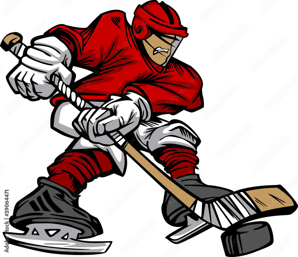 Naklejka premium Cartoon Hockey Player Skating Vector