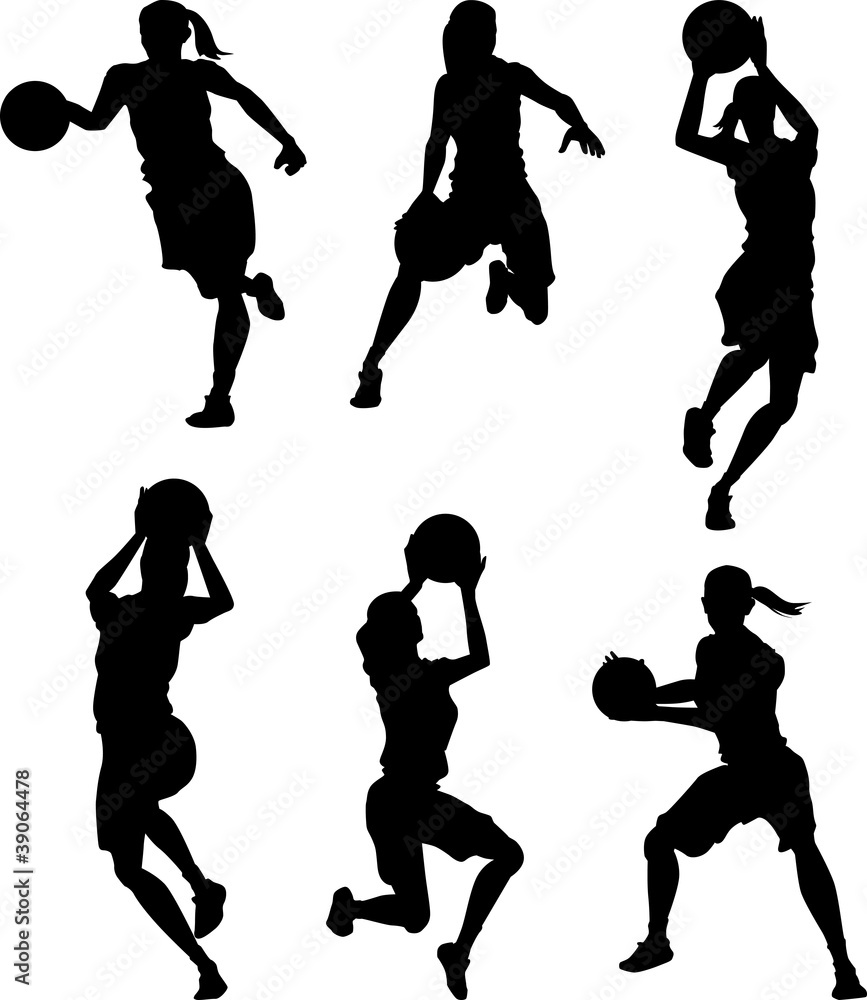 Fototapeta premium Basketball Female Women Silhouettes