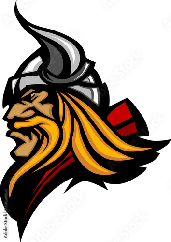 Viking Mascot Vector Profile with Horned Helmet