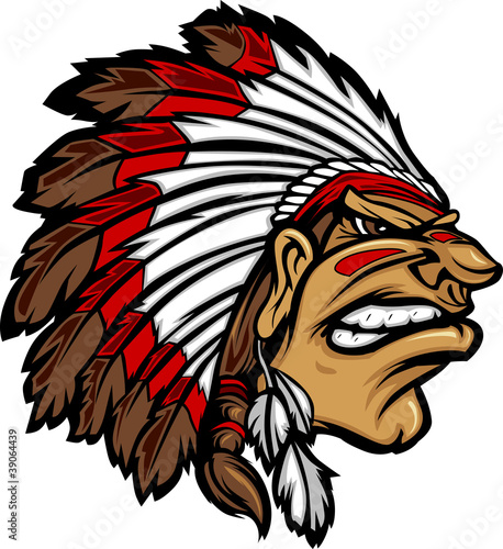 Indian Chief Mascot Head Cartoon Vector Graphic