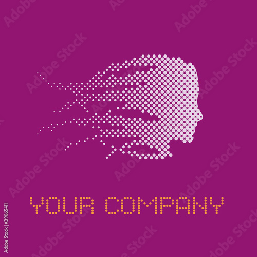 Logo girl fast in the wind # Vector and dots