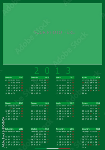 Calendario 2013 Italiano Verde
