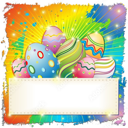 Uova Pasqua Astratto Colori-Easter Eggs Grunge Background-Vector