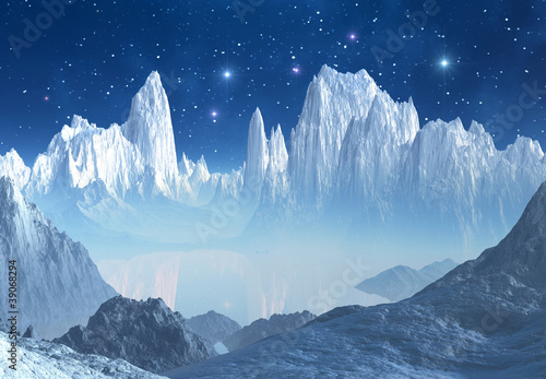 Fototapeta Naklejka Na Ścianę i Meble -  Fantasy Landscape with Ice and Snow