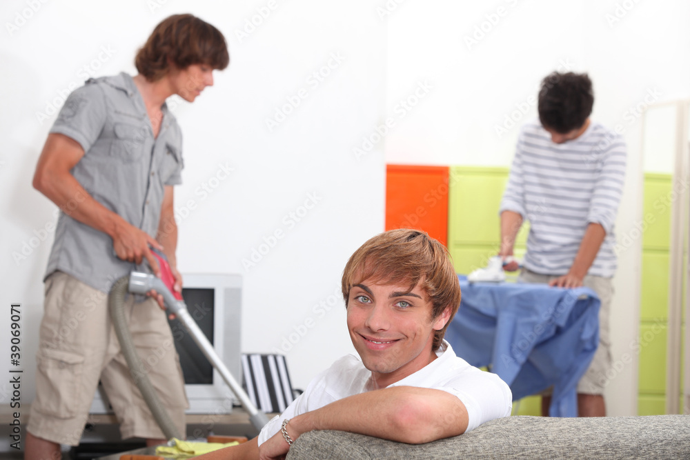 Fototapeta premium Guys cleaning