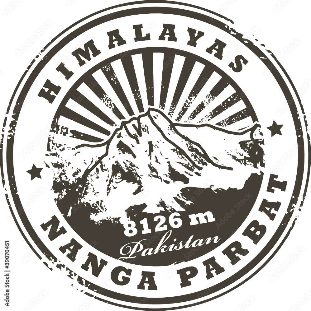 Stamp with the Mount Nanga Parbat, vector Stamp with the Mount Nanga Parbat, vector
