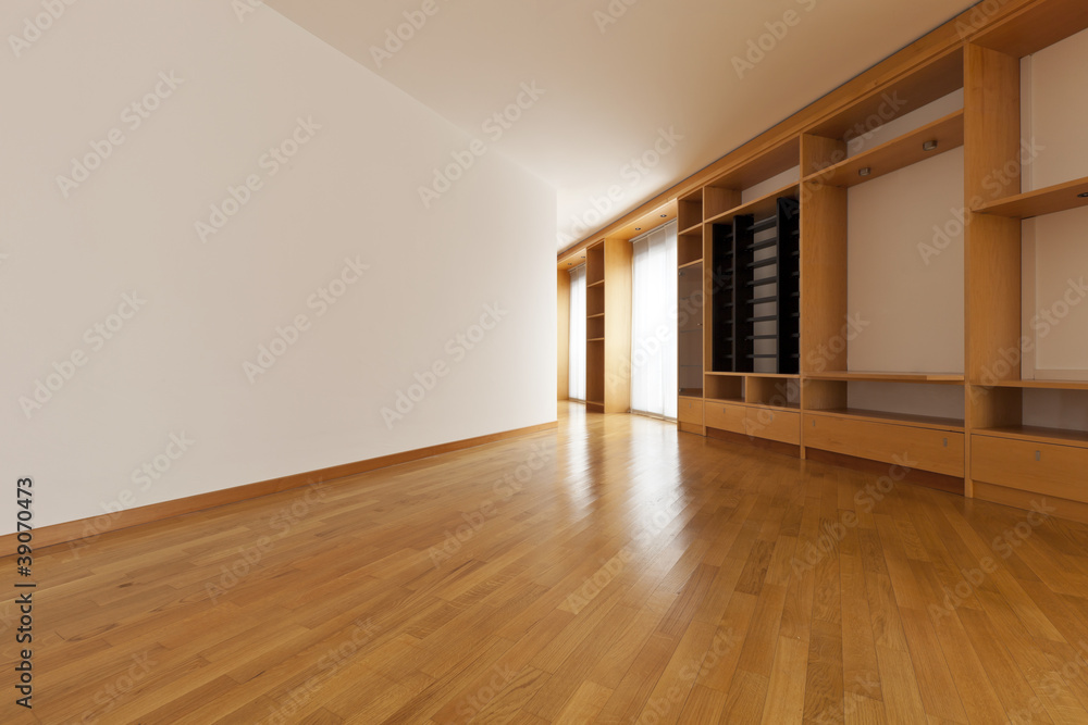 Fototapeta premium beautiful apartment, interior, wall cabinet in empty room