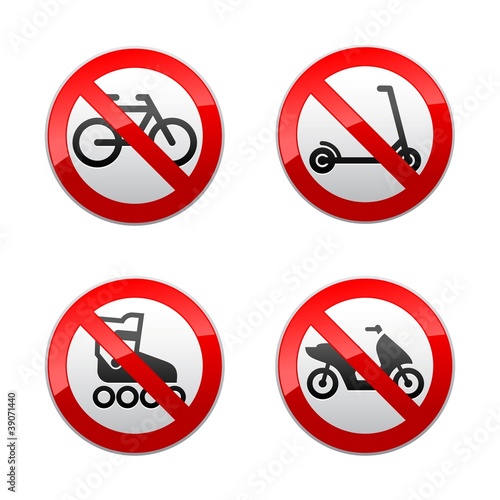 Set prohibited signs - active sports