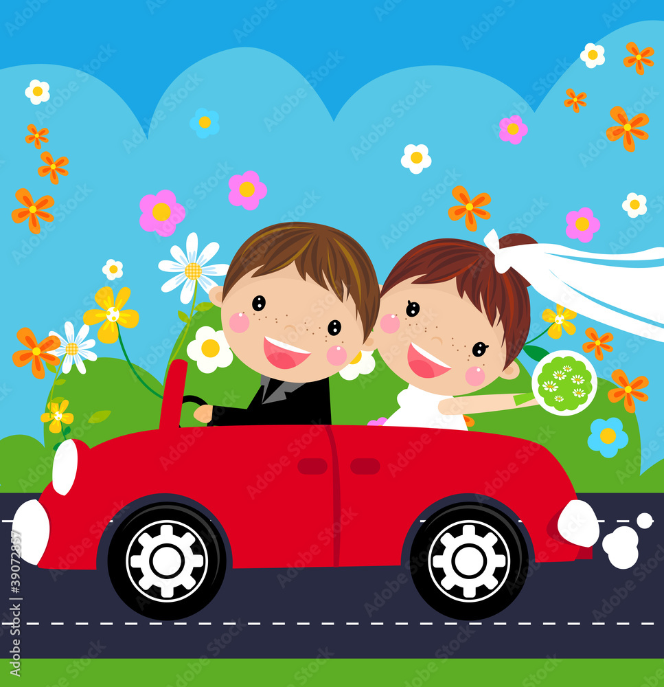 Happy bride and groom