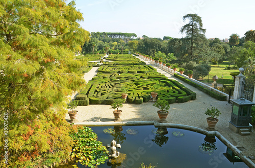 Photography italian garden in villa pamphili park at rome in italy
