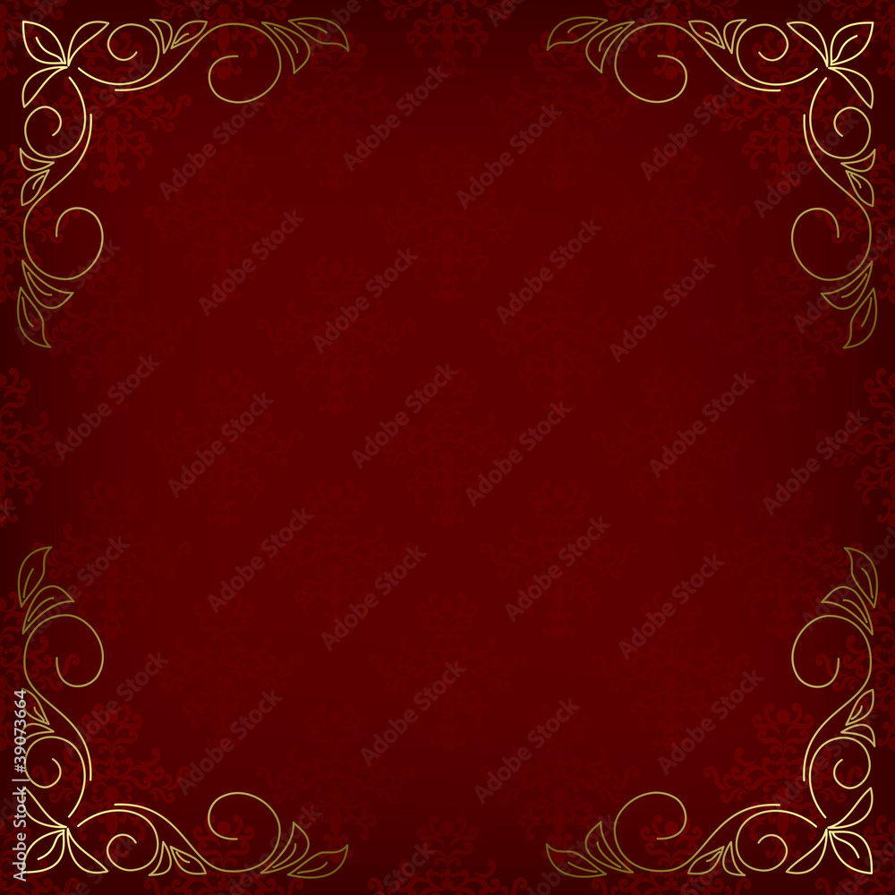 dark red card with pattern and golden decor in the corners - vec dark red card with pattern and golden decor in the corners - vec