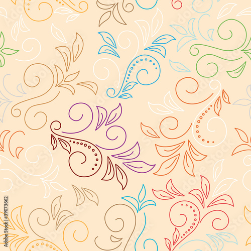 seamless color pattern with flora - vector