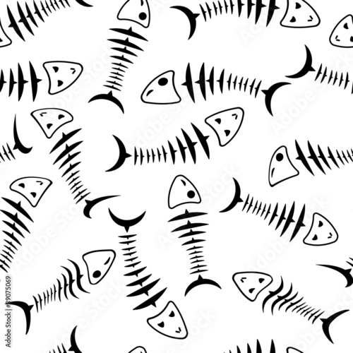 Seamless wallpaper skeleton fish