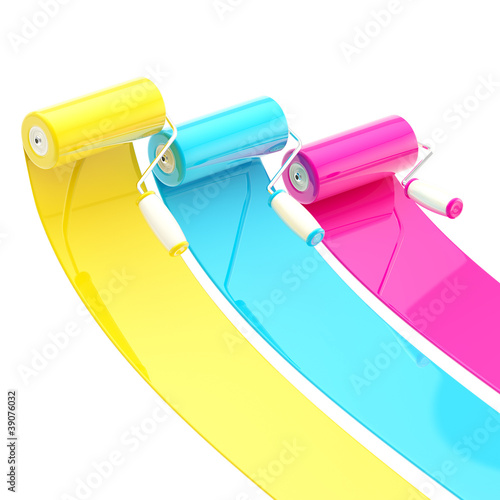 Colorful glossy paint rolle...