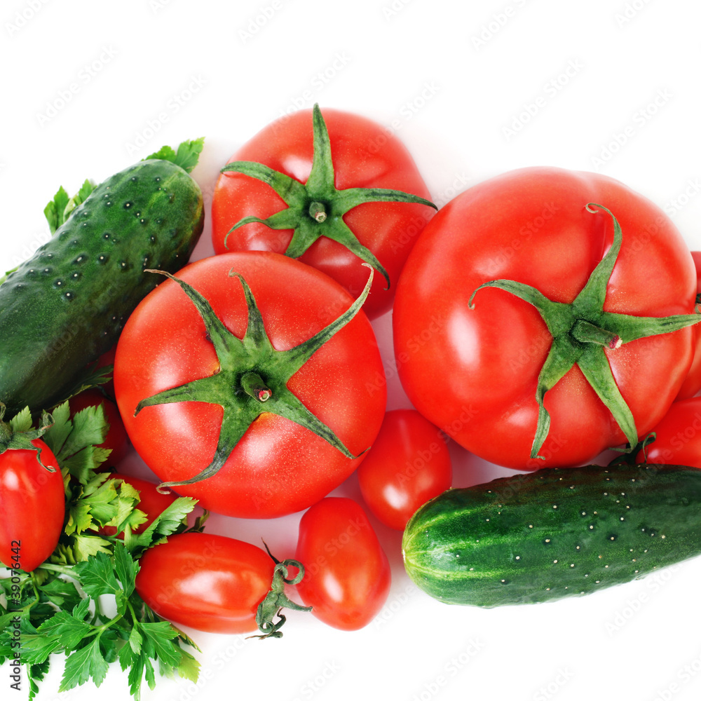 Fresh vegetables tomato and cucumber. Fresh vegetables tomato and cucumber.